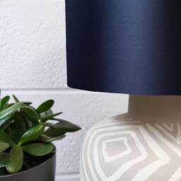 Extra Tall Drum Lampshade in Midnight Blue Satin, 50cm Height - thumbnail 2