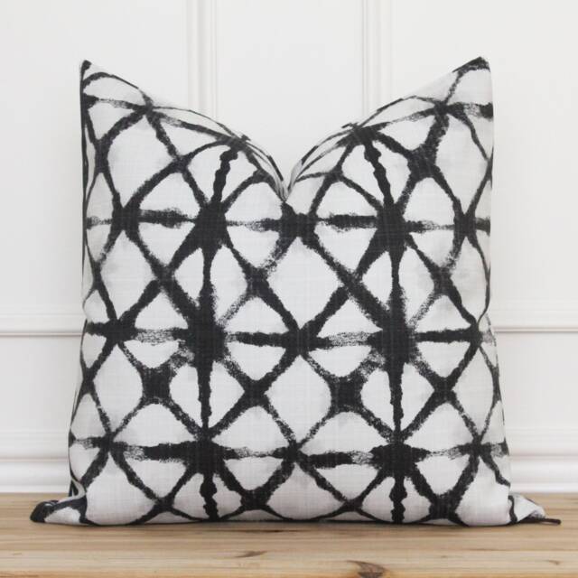 White & Black Outdoor Pillow Cover Geometric Cushion Covers Patio - Margo - image 1