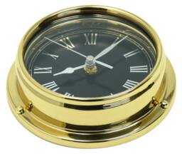 Tabic Prestige Roman Numeral Clock in Solid Brass With Jet Black Dial. Heavy Case - 1/2Kg Handmade in England