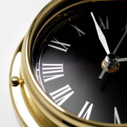 Tabic Prestige Roman Numeral Clock in Solid Brass With Jet Black Dial. Heavy Case - 1/2Kg Handmade in England - thumbnail 3