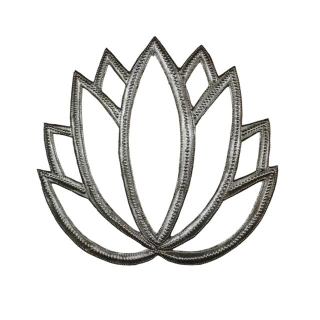 Lotus Flower, Haitian Metal Art, Recycled Oil Drum, Decor, Outdoor Steel Drum Art - image 1