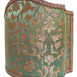 Venetian Lamp Shade Green & Gold Silk Jacquard Rubelli Fabric Les Indes Galantes Pattern Half Lampshade - Made in Italy - thumbnail 3