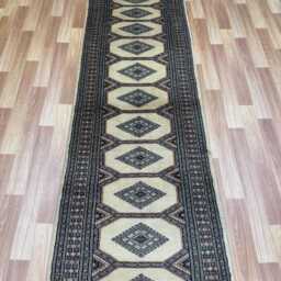 2.3x9 Beige Color Bokhara Rug - Runner Hallway Luxury Bukhara Fine Quality Woolen Afghan - thumbnail 3