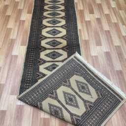 2.3x9 Beige Color Bokhara Rug - Runner Hallway Luxury Bukhara Fine Quality Woolen Afghan - thumbnail 4