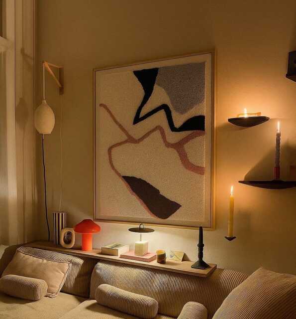 Handwoven 3D Fiber Art Neutral Boho Framed Textile Wall Decor - image 1