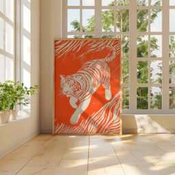 Bold Tiger Wall Art - Orange Stripes, Minimalist Print, Modern Animal Poster, Wildcat Decor - thumbnail 2