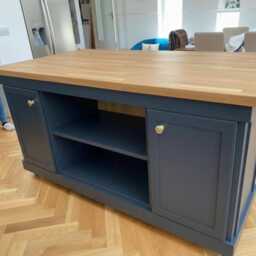 The Bath Bespoke Kitchen Island Breakfast Bar, Farrow & Ball Finish, Oak Top, Cupboards - thumbnail 2