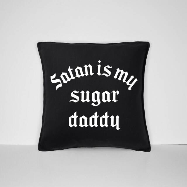 Satan Is My Sugar Daddy Pillow Case Goth Home Decor - image 1