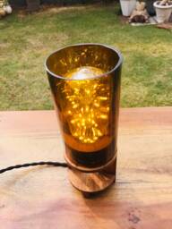 Amber Brown Wine Bottle Christmas Bulb Table Lamp Light With UK - North American Eu Plug - 110- 240V - thumbnail 1