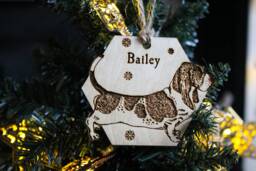 Personalized Basset Hound Wooden Ornament Laser Burned Dog Breed Bauble
