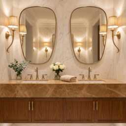 Modern Minimal Brass Mirror - Elegant Organic Vanity - thumbnail 3