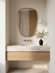 Modern Minimal Brass Mirror - Elegant Organic Vanity