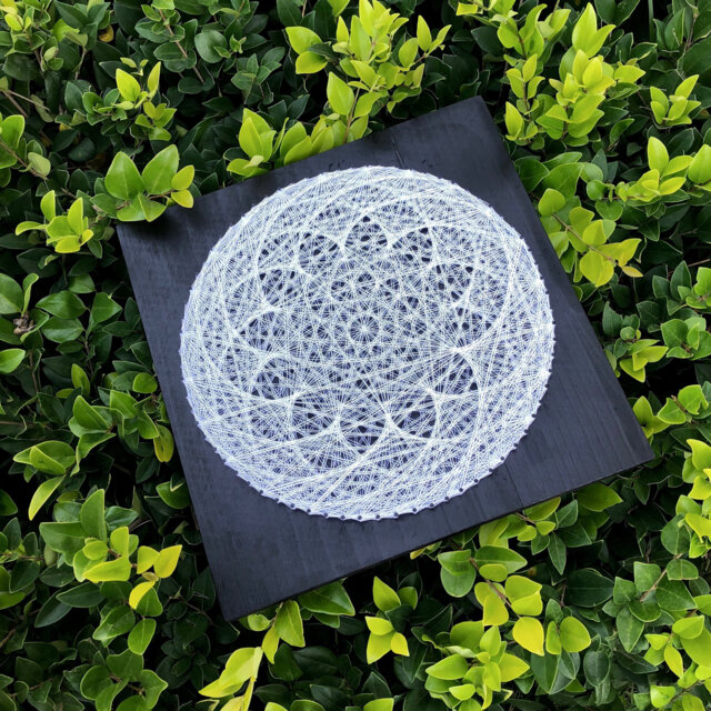 Uv String Art, White Lotus Flower, 35x35cm(14 Inches, Wall Hanging, Psychedelic Art, Handmade, Zen Art, Meditation, Yoga, Sacredgeometry - image 1