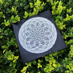 Uv String Art, White Lotus Flower, 35x35cm(14 Inches, Wall Hanging, Psychedelic Art, Handmade, Zen Art, Meditation, Yoga, Sacredgeometry - thumbnail 1