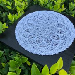Uv String Art, White Lotus Flower, 35x35cm(14 Inches, Wall Hanging, Psychedelic Art, Handmade, Zen Art, Meditation, Yoga, Sacredgeometry - thumbnail 3