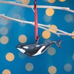 Killer Whale Christmas Tree Decoration, Birch Plywood Ornament, Animal Lover Gift, Festive Watercolour Art, Traditional Keepsake - thumbnail 1