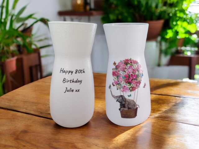 Personalised Elephant Flower Vase, Personalised Gifts, in Hot Air Balloon, Birthday Anniversary Gifts - image 1