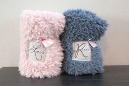 Faux Fur Baby Blanket Lovey Personalized Name Double Sided Llama Fur Gift Rose Ivory Grey Newborn Plush Photo Prop Toddler - thumbnail 1