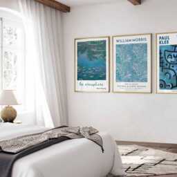 Blue Art Poster Set Of 3 - Monet Water Lilies, William Morris Floral Print, Paul Klee Abstract Wall Art, Modern & Vintage Prints, Gift - thumbnail 2
