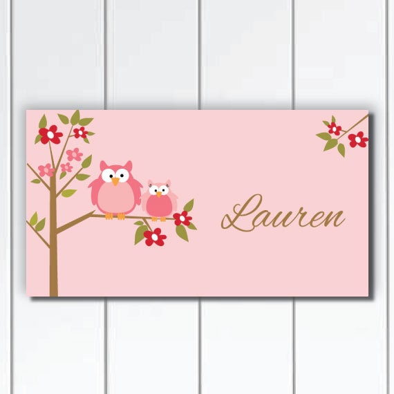 Owl Love Girls Bedroom & Baby Nursery Kids Door Sign Wall Art - image 1