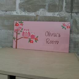 Owl Love Girls Bedroom & Baby Nursery Kids Door Sign Wall Art - thumbnail 4