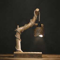 Handcrafted Wood Branch Table Lamp - Wabi-Sabi Forest Decor - thumbnail 1