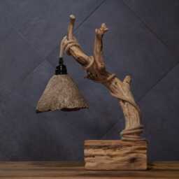 Handcrafted Wood Branch Table Lamp - Wabi-Sabi Forest Decor - thumbnail 2