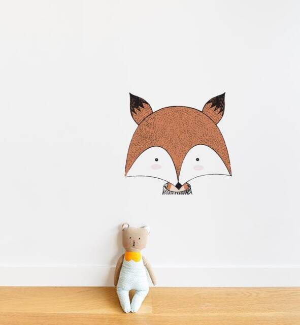 Pointy Eared Fox Wall Sticker Decal - Kids Stickers, Animals Childrens Decals, Art, Room, Girl, Boy