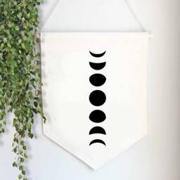 Moon Phase Banner-Custom Handmade Wall Hanging-Miniature Banner Hanging-Canvas Flag-Pennant Banner - Gifts For Her, Him - thumbnail 3