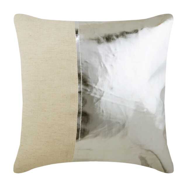 "Handmade Metallic Silver Euro Pillow Cover 24""x24""/26""x26" - image 1