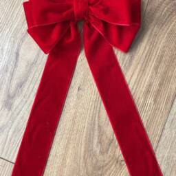 Luxury Velvet Red 8 Inch Or 10 Bow 12 Tails With Back Tie. Christmas, Wreaths, Decor - thumbnail 2