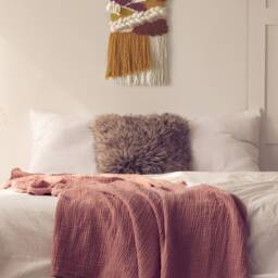 Handmade Woven Wall Hanging Yellow & White Tapestry With Driftwood - thumbnail 2