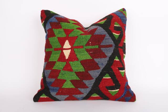 Handmade Turkish Kilim Pillow 20x20 Anatolian Home Decor - image 1
