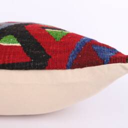 Handmade Turkish Kilim Pillow 20x20 Anatolian Home Decor - thumbnail 4