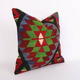 Handmade Turkish Kilim Pillow 20x20 Anatolian Home Decor - thumbnail 3