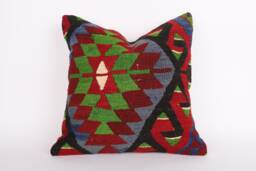 Handmade Turkish Kilim Pillow 20x20 Anatolian Home Decor - thumbnail 1