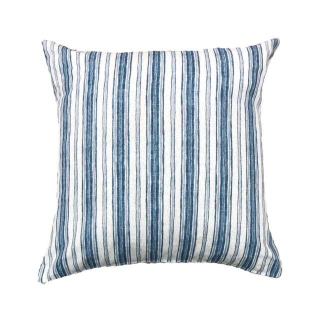 Blue Striped Cotton Pillow Cover, Minimalist Design - image 1