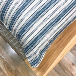 Blue Striped Cotton Pillow Cover, Minimalist Design - thumbnail 2