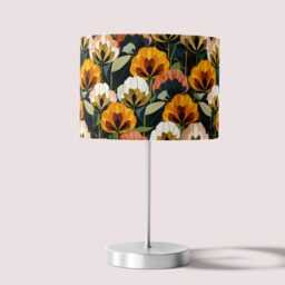 Mid Century Vintage Style Brown Orange Green Floral Lampshade 25cm 30cm 35cm 40cm 45cm - Drum Lamp Shade Handmade Ceiling Modern - thumbnail 2