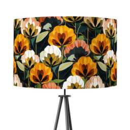 Mid Century Vintage Style Brown Orange Green Floral Lampshade 25cm 30cm 35cm 40cm 45cm - Drum Lamp Shade Handmade Ceiling Modern