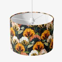 Mid Century Vintage Style Brown Orange Green Floral Lampshade 25cm 30cm 35cm 40cm 45cm - Drum Lamp Shade Handmade Ceiling Modern - thumbnail 3