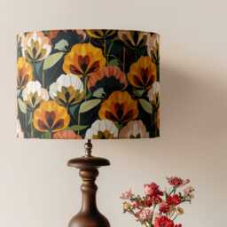 Mid Century Vintage Style Brown Orange Green Floral Lampshade 25cm 30cm 35cm 40cm 45cm - Drum Lamp Shade Handmade Ceiling Modern - thumbnail 4