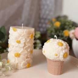 Cylinder Candle With Daisies, Scent Of Your Choice - thumbnail 2
