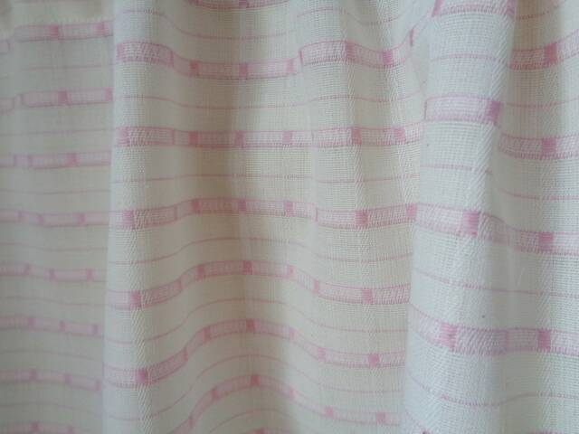 Handmade Kitchen Curtain, White & Pale Pink Rod Pocket Privacy Curtain - image 1