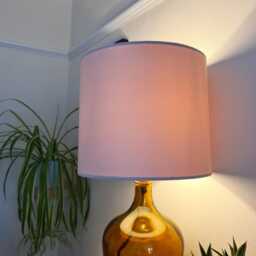 Light Baby Pink Lampshade in Velvet With White Lining - thumbnail 3