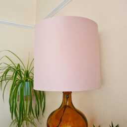 Light Baby Pink Lampshade in Velvet With White Lining - thumbnail 1