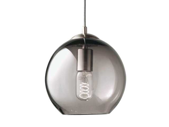 Hand Blown Glass Pendant Light Grey Round Shade - image 1