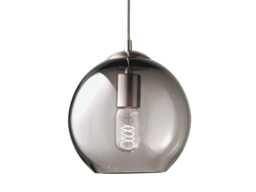 Hand Blown Glass Pendant Light Grey Round Shade - thumbnail 1