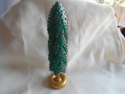 Handcarved Wooden Dark Green Christmas Tree