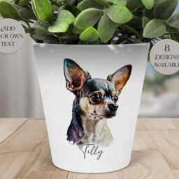 Personalised Chihuahua Plant Pot - Dog Pen Storage & Makeup Brush Holder Pet Memorial Desk Organizer - thumbnail 2